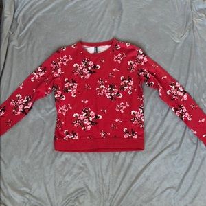 Red floral print sweater